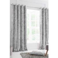 Catherine Lansfield 'Crushed Velvet' Lined Eyelet Curtains in Grey | Size: 168cm width x 183cm drop
