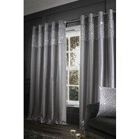 Catherine Lansfield 'Glitzy' Lined Eyelet Curtains Two Panels in Grey | Size: 168cm width x 137cm drop