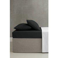 Catherine Lansfield 'Easy Iron Percale' Combed Polycotton 35cm Depth Sheet in Black | Size: Super King Fitted