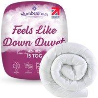 Slumberdown Feels Like Down 15 Tog (4.5+10.5 Tog) All Season Duvet in White | Size: Double