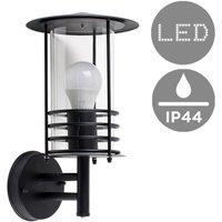 ValueLights Dorset IP44 Black Outdoor Wall Lantern with 6w LED Bulb
