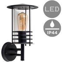 ValueLights Dorset IP44 Outdoor Black Wall Lantern with Filament Bulb