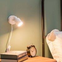 ValueLights Benton Single Adjustable Plug In Spotlight Wall Light with LED Bulb in White