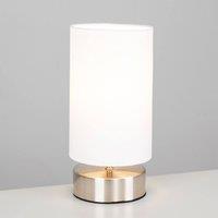 ValueLights Francis Pair of Brushed Chrome Dimmable Touch Table Lamps in White