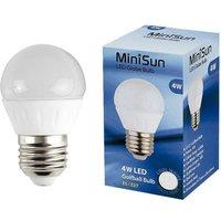 ValueLights 2 Pack E27 White Thermal Plastic Globe LED 4W Cool White 6500K 400lm Light Bulb