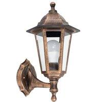 ValueLights Mayfair Traditional Antique Brass Outdoor Night Wall Lamp Lantern Light in Gold