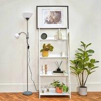 ValueLights Mozz Mother and Child Uplighter Floor Lamp with Adjustable Side Lamp in Metallic Silver