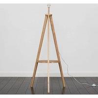 ValueLights Morrigan Free Standing Wooden Tripod Shelved Floor Lamp Base in Light Oak