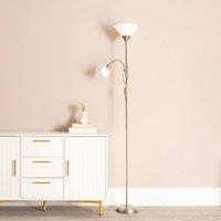 ValueLights Mozz Mother and Child Uplighter Floor Lamp with Adjustable Side Lamp in Metallic Gold