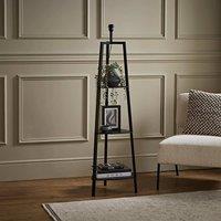 ValueLights Hiru 3 Tier Wooden Tripod Shelf Corner Floor Lamp Base in Black