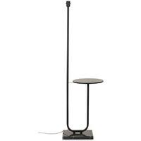 ValueLights Tavel Black & Marble Floor Lamp Base With Built In Side Table