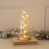 ValueLights Christmas Indoor Battery Operated Glass Christmas Tree 20 Warm White Bulbs in Clear