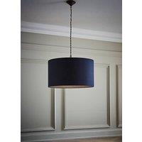 ValueLights Reni Navy Blue Fabric Easy Fit Drum Ceiling Lamp Shade | Size: Medium