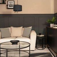 ValueLights Reni Charcoal Grey Fabric Easy Fit Drum Ceiling Lamp Shade | Size: Medium