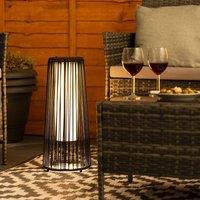 ValueLights Black Rattan Small Solar Garden Outdoor Floor Lamp