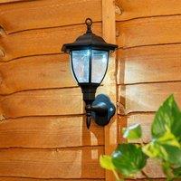ValueLights Pack of 2 Traditional Black Lantern Solar Wall Lights Outdoor Garden Fence Solar Lights