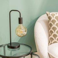 ValueLights Bronx Black Table Lamp With Curved Metal Stem