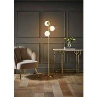 ValueLights Jas Modern Gold Floor Lamp With Frosted Glass Globe Shades