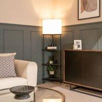 ValueLights Taska 3 Shelves Corner Floor Lamp With Grey Shade