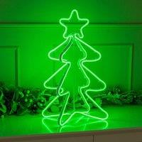 ValueLights Noble Green Neon Style LED Lit Christmas Tree in Bright Green