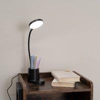 ValueLights Marco Rechargable Adjustable Flexi Dimmable Desk Lamp with Pen Holder in Black
