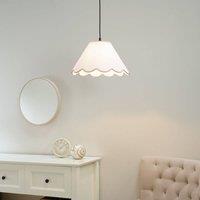ValueLights Florie Natural Linen Large Tapered Lamp Shade with Scallop Pastel Trim in Pink