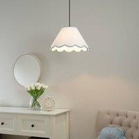 ValueLights Florie Natural Linen Large Tapered Lamp Shade with Scallop Pastel Trim in Blue