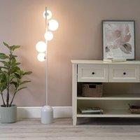 ValueLights Marlow Opaque Glass Globe 5 Way Floor Lamp in Grey