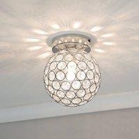 ValueLights Ella Chrome Sphere Globe Jewel Flush Ceiling Light in Silver