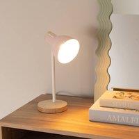 ValueLights Woody Metal Dome Shade Wooden Base Desk Task Adjustable Table Lamp in Pink