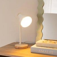 ValueLights Woody Metal Dome Shade Wooden Base Desk Task Adjustable Table Lamp in White