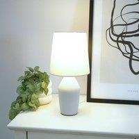 ValueLights Arlo Compact Ceramic Table Lamp with Fabric Shade in Grey