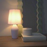 ValueLights Arlo Compact Ceramic Table Lamp with Fabric Shade in Lilac