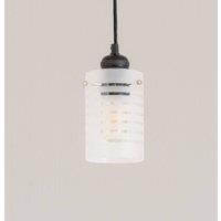 ValueLights Elsie Frosted Glass Striped Ceiling Small Cylinder Lamp Shade in Grey