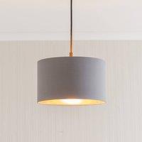 ValueLights Reni Grey with Metallic Copper Inner Easy Fit Ceiling Lamp Shade in Pale Grey | Size: Small