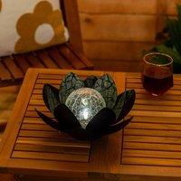 ValueLights Waterlily Solar Powered Outdoor Lotus Flower Decoration Garden Light in Black