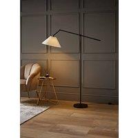 ValueLights Layla Adjustable Angled Floor Lamp with Tapered Linen Lamp Shade in Black