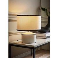 ValueLights Julia Black Trim Ceramic Table Lamp with Black Trim Linen Drum Shade in Cream
