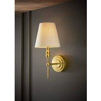 ValueLights Maggie Candlestick Style Wall Light with Linen Tapered Lamp Shade in Gold