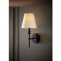 ValueLights Maggie Candlestick Style Wall Light with Linen Tapered Lamp Shade in Black