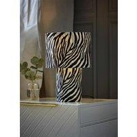 ValueLights Nessa Zebra Full Velvet Table Lamp in White