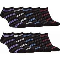 FARAH Men 10 Pack Breathable Bamboo Plain Trainer Socks in Black | Size: 6-11