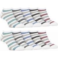 FARAH Men 10 Pack Breathable Bamboo Plain Trainer Socks in Off White | Size: 6-11