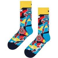 Happy Socks Men Marvel Captain America Novelty Socks | Gift Idea in Blue | Size: 6-11