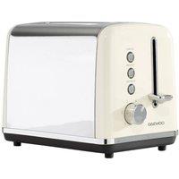 Daewoo 'Kensington' 2 Slice Toaster Stainless Steel Defrost Reheat 810W in Cream