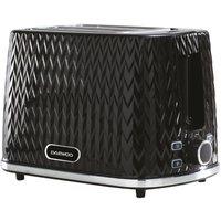 Daewoo 800W 'Argyle' 2 Slice Toaster With Defrost, Reheat & Cancel Functions in Black