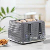 Daewoo 1600W 'Argyle' Toaster 4 Slice Double High Lift Reheat Defrost Large Slot in Dark Grey