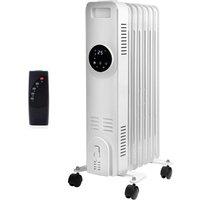 Daewoo Digital 1500W 7-Fin Oil Filled Radiator Portable Heater Remote Control in White
