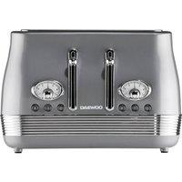 Daewoo Stainless Steel 'Denver' Wide Slot Retro 4 Slice Toaster 6 Level in Mid Grey | Size: Large