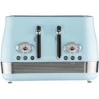 Daewoo Stainless Steel 'Denver' Wide Slot Retro 4 Slice Toaster 6 Level in Turquoise | Size: Large